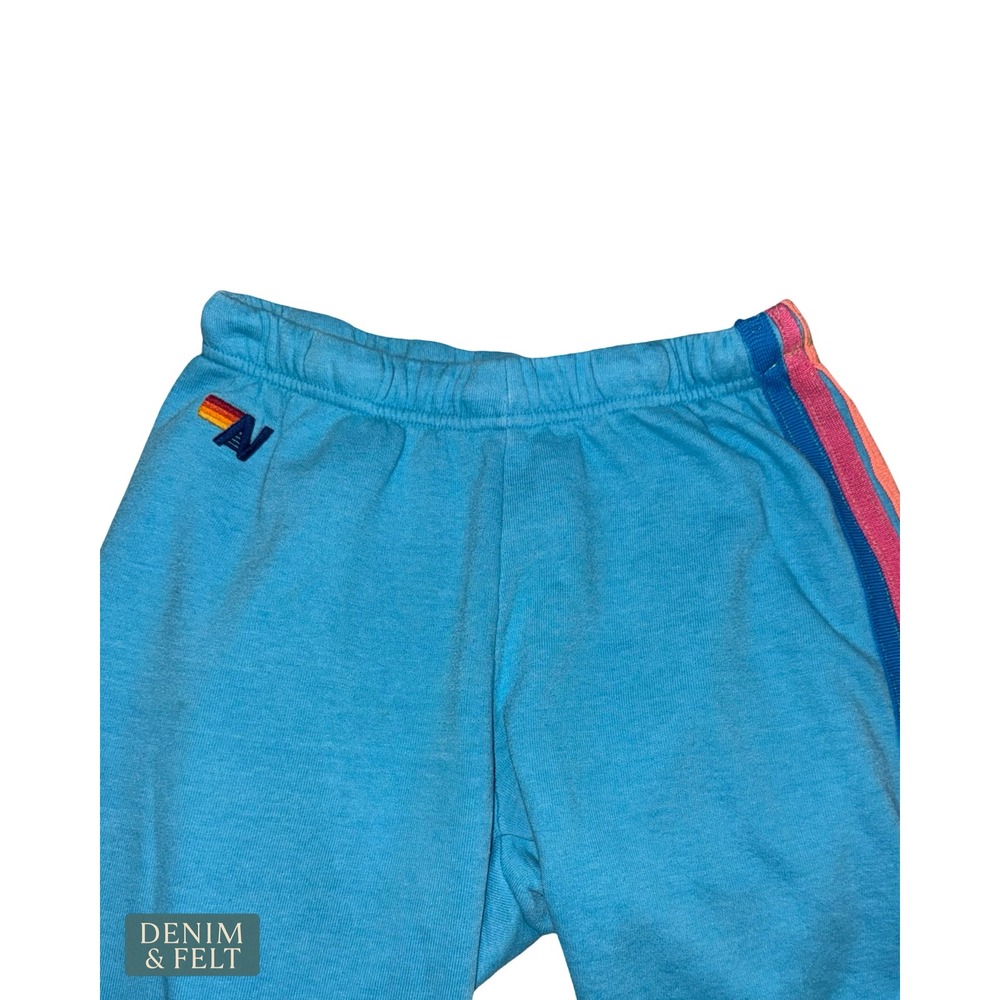 Aviator Nation‎ 5 Stripe Sweatpants Sky Neon Rainbow Jogger Lounge Beach Medium - Picture 9 of 14